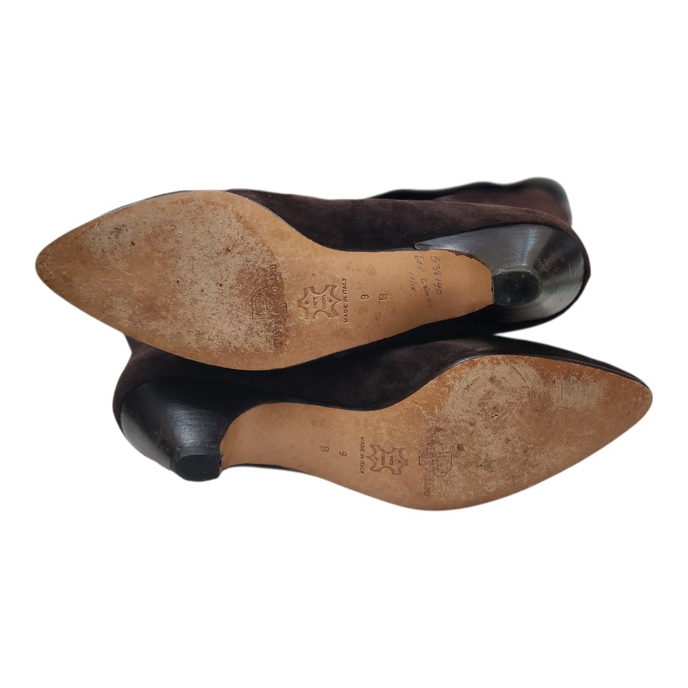 Phyllis Poland Brown Suede Tri-Color Tall Boots Made in‎ Italy 9 B Kitten Heel - Picture 4 of 6